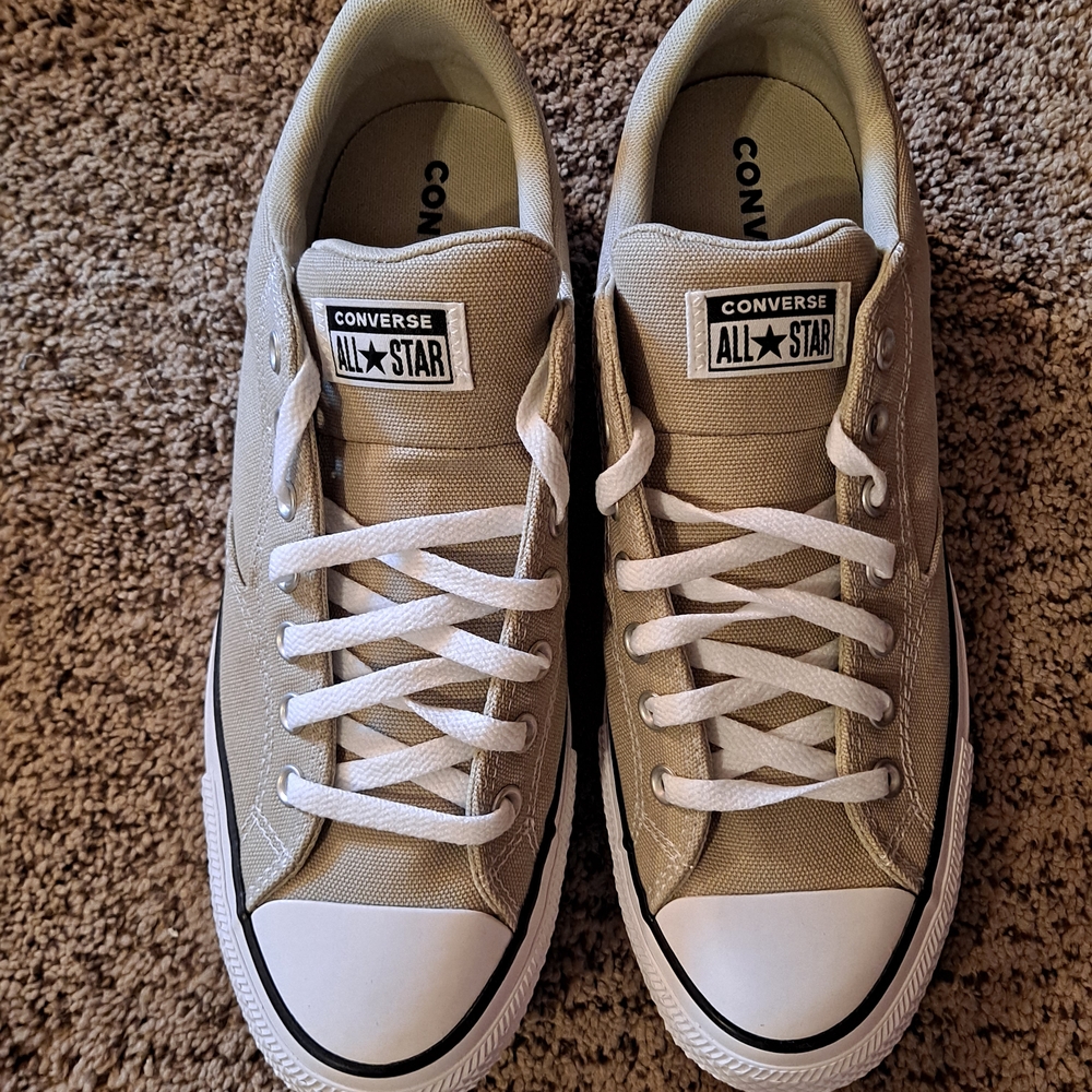 Chuck Taylor All Star Converse Men's Beige Canvas Sneakers Size 12 - Picture 6 of 8